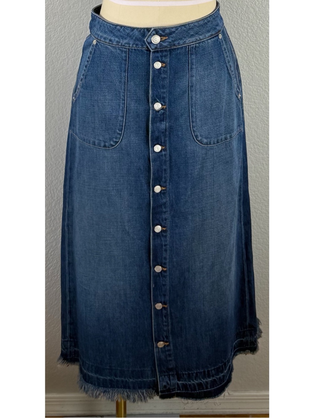 Daily Blue Tephy Button Down Denim A-Line Skirt size Small - Picture 8 of 16